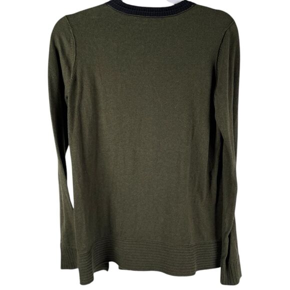 Lisa Todd Women XS ruffle heart green pink leopard crewneck cotton blend sweater - Picture 2 of 7